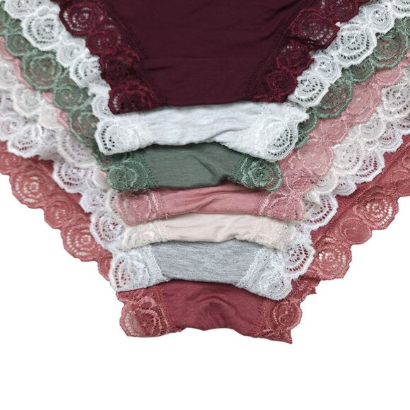 Laura Ashley Womens Lace Trim Bikini Panties 7-Pack XL Super Soft Rayon Spandex - Picture 2 of 15